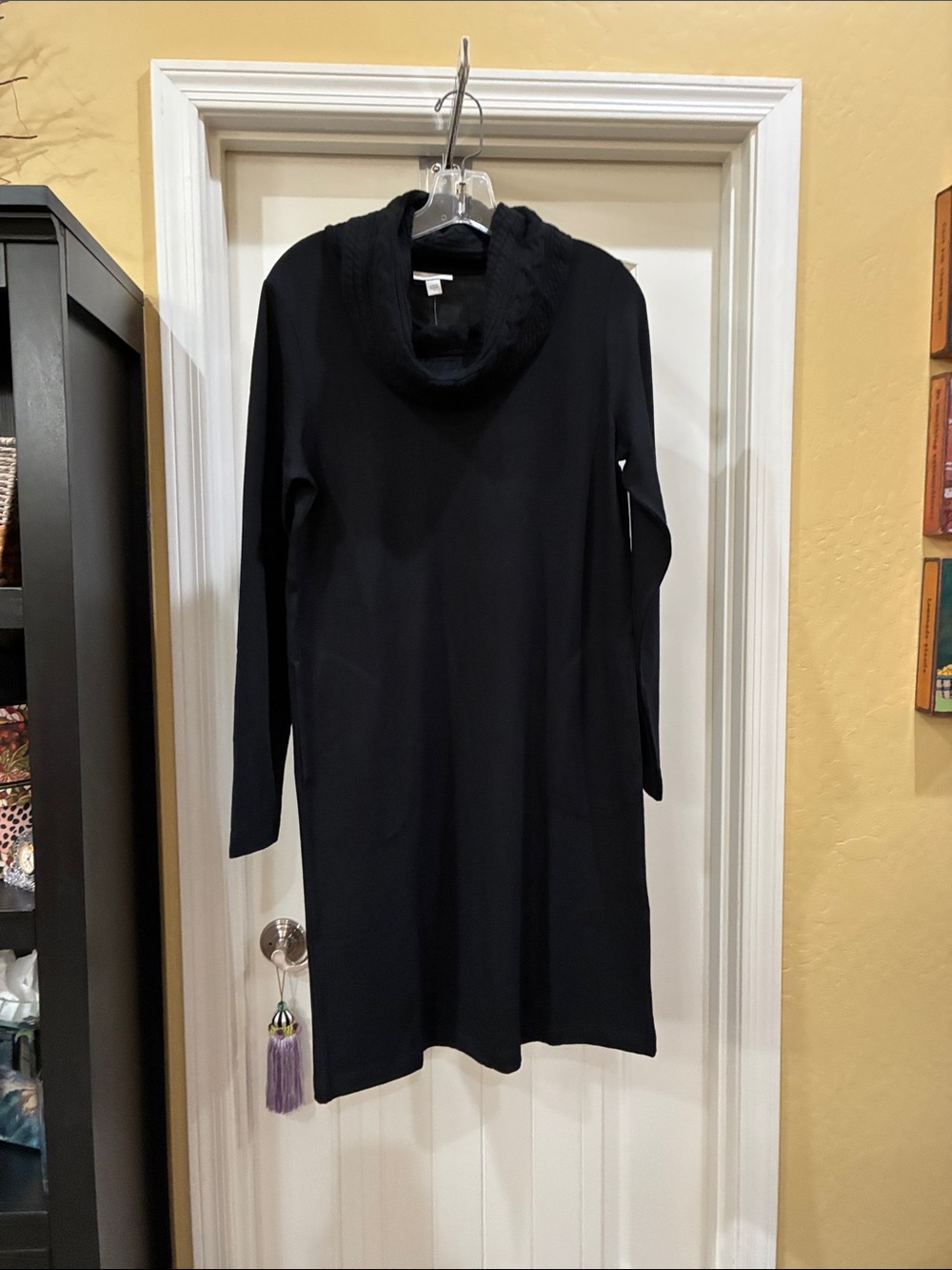 J. Jill Black Long-Sleeve Cowl Neck Dress
